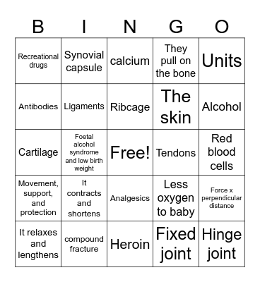 Health Bingo Card