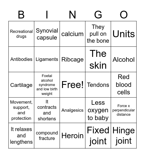 Health Bingo Card