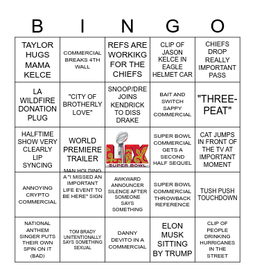 Super Bowl Sunday Bingo Card