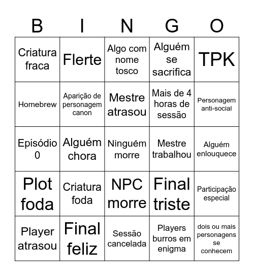 Bingo paranormal Bingo Card