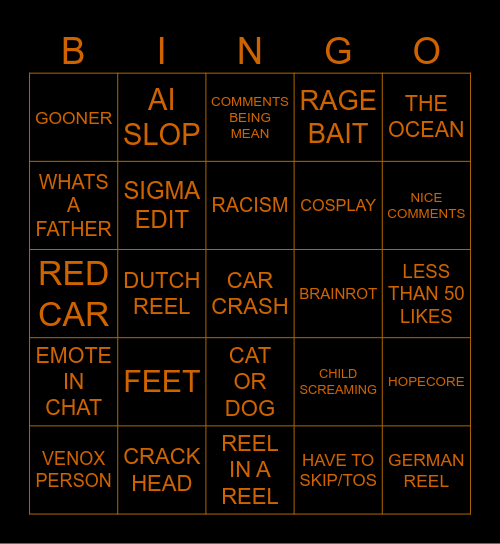 REELS BINGO Card