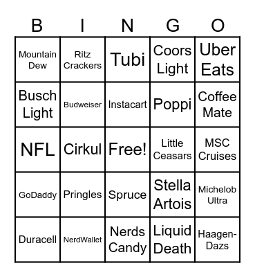 Commercial Bingo Card