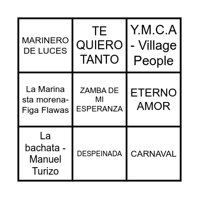 BINGO MUSICAL Bingo Card