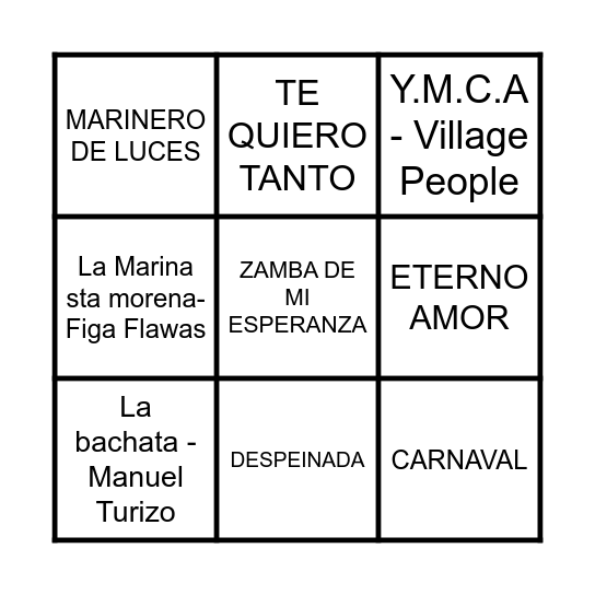 BINGO MUSICAL Bingo Card