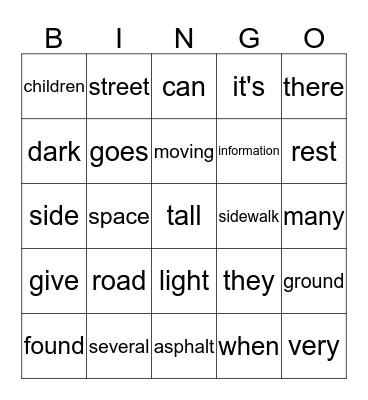 City Bingo Card