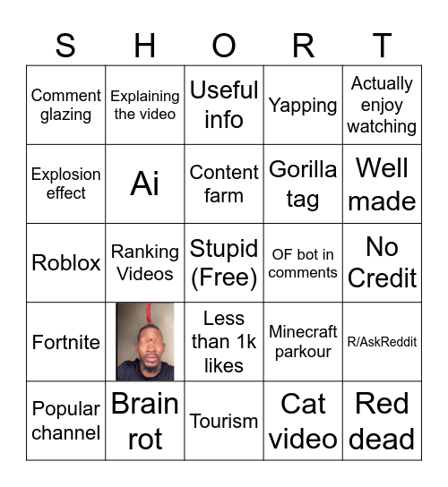 Shorts Bingo Card