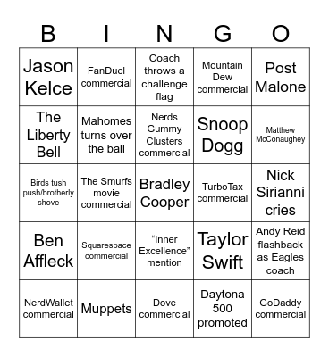 Super Bowl Bingo - Go Birds! Bingo Card