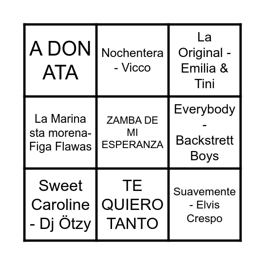 BINGO MUSICAL Bingo Card
