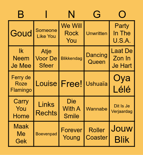 Julia's Muziek Bingo Card