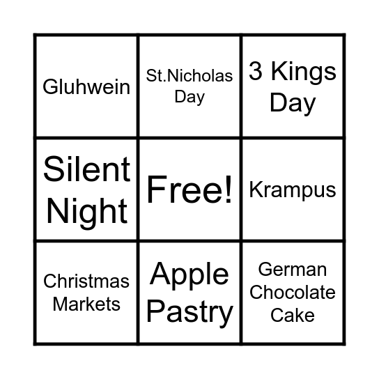 Winter in Germany Bingo Card