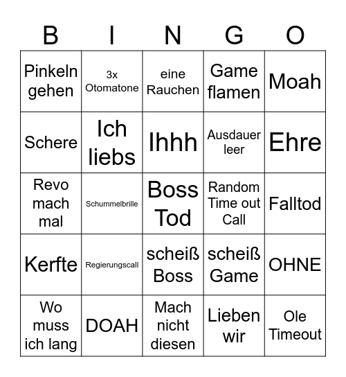 Raupen Bingo Card