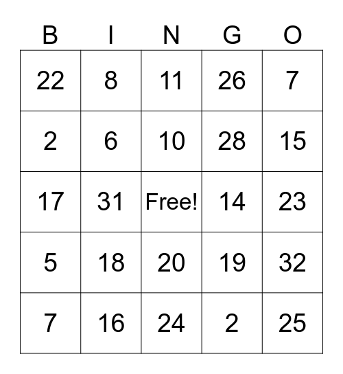 SuperBowl Bingo Card