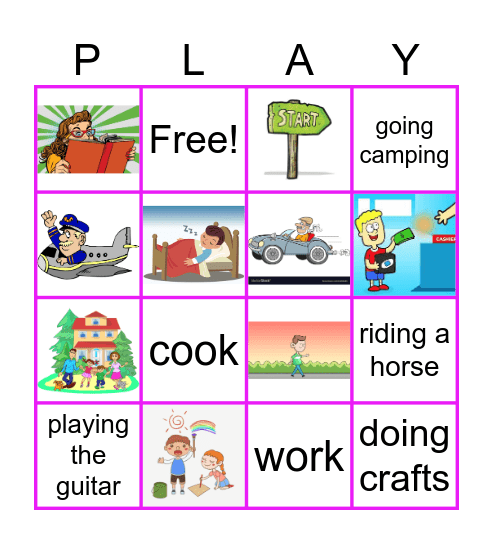 Present Simple and Past Simple Tenses Bingo Card