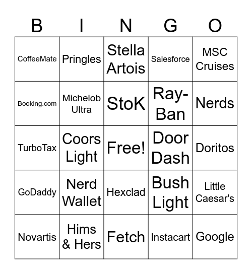 SUPERBOWL 2025 COMMERCIAL BINGO Card