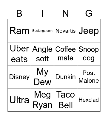 Superbowl Bingo Card