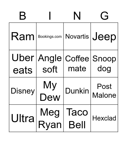 Superbowl Bingo Card