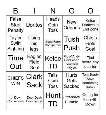Threepeat Chiefs Super Bowl 59 Bingo Card