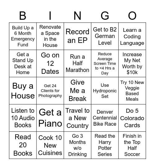 2025 Bingo Card Bingo Card
