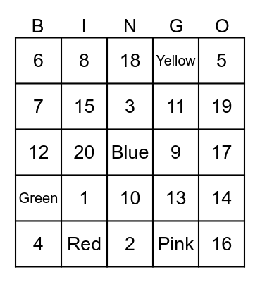 Number Bingo Card