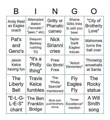 SUPER BOWL LIX Bingo Card