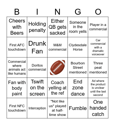 SUPERBOWL Bingo Card