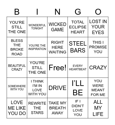 LOVE MUSIC BINGO Card