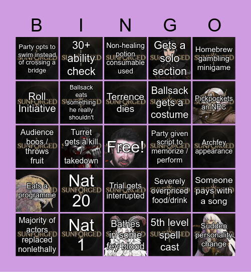 Sunforged Episode 59: Impostor Syndrome Bingo Card
