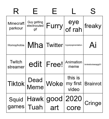 Ig reels Bingo Card