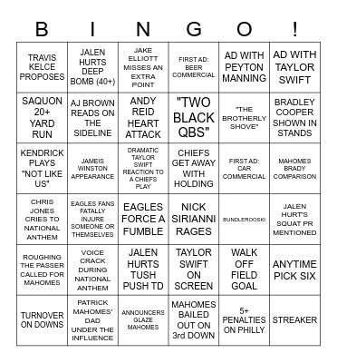 Super Bowl 59 BINGO! Bingo Card