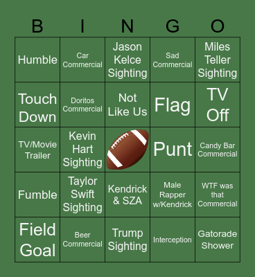 Lillie's Super Bowl Bingo Card