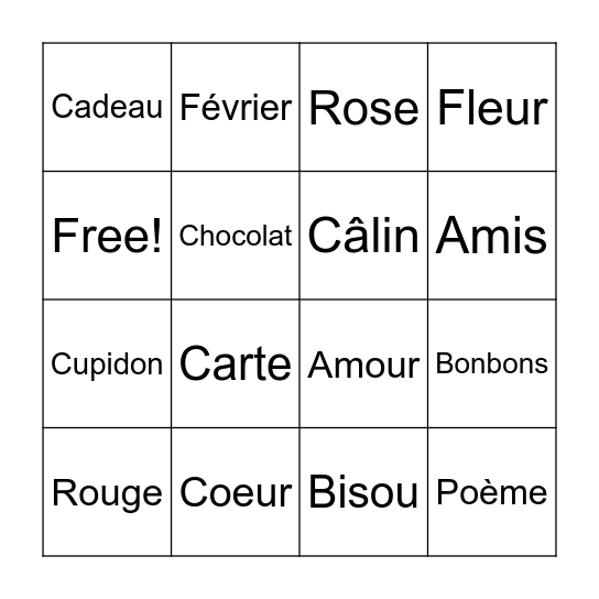 Joyeuse Saint-Valentin! Bingo Card