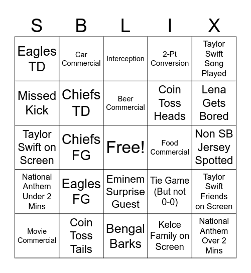 SBLIX BINGO Card