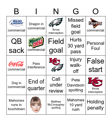 SUPERBOWL 2025 Bingo Card