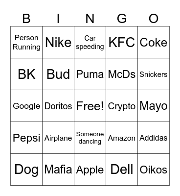 Superbowl Bingo Card