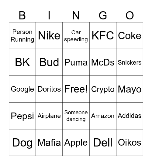 Superbowl Bingo Card