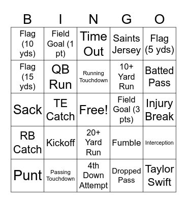 Football Bingo Card