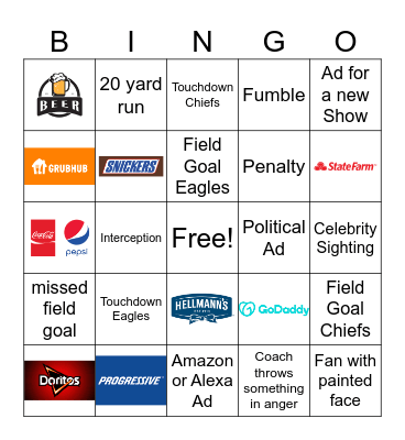 Super Bowl Bingo 2025 Bingo Card