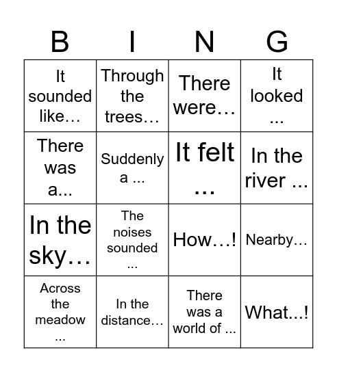 Sentence starter bingo Card