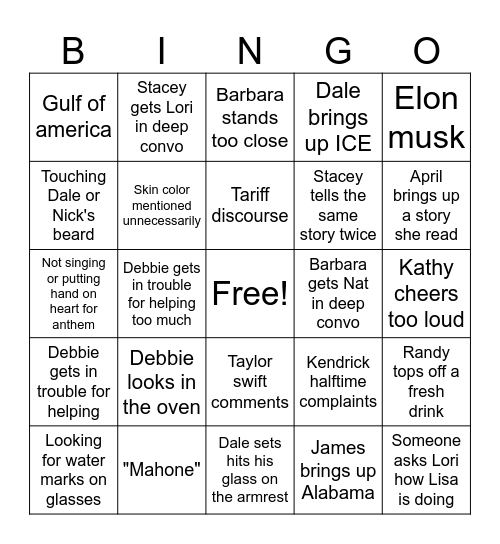 Super Bowl LIX Bingo Card