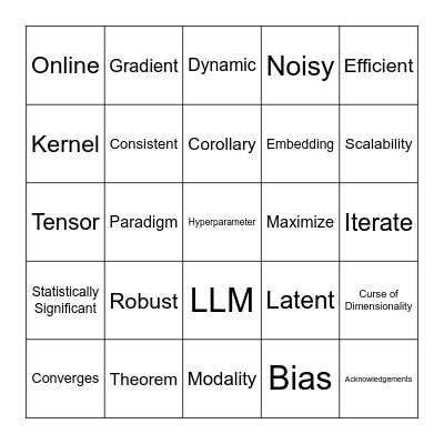 Conference Paper Bingo! Bingo Card