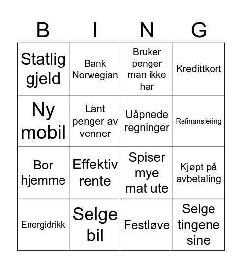 Luksusfellen2 Bingo Card