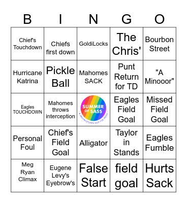 SASSY SUPERBOWL BINGO Card