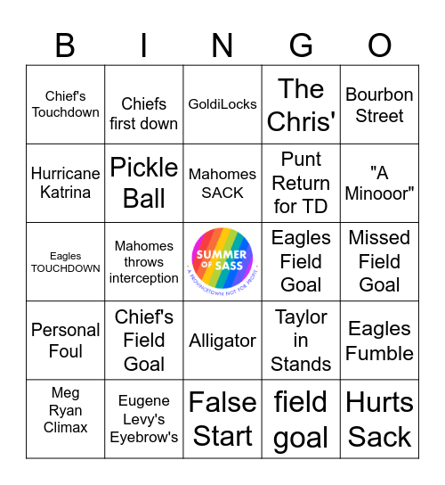 SASSY SUPERBOWL BINGO Card