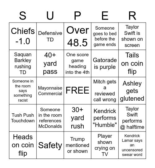 FOOTBAW BINGO Card