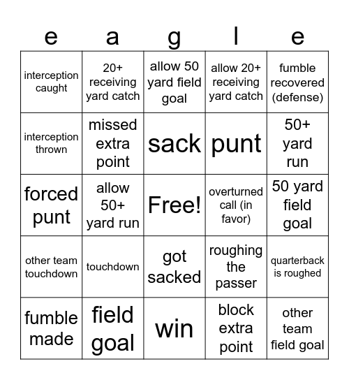 chiefs Bingo Card