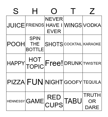DRUNK BINGO Card
