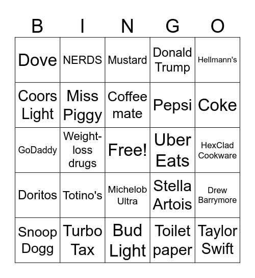 Super Bowl LIX Bingo Card