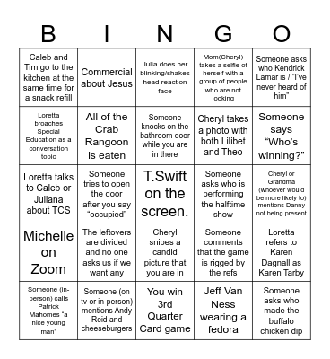 Van Ness - SuperBowl LIX BINGO Card