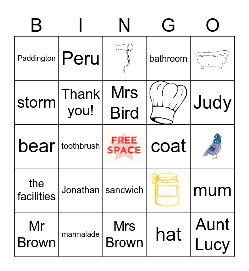 Paddington Bingo Card