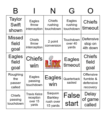 Super Bowl 2025 Bingo Card